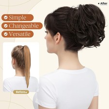 Bendable Claw Clip Ponytail Messy Bun Hair Piece Dark Brown