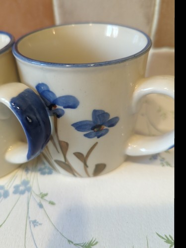 Vintage Hand Painted Mugs X2 Ceramic Cup Flowers 3 Sets Available - Picture 4 of 6