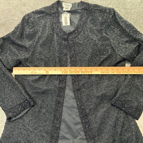 Vtg Sears NWT Stenay Woman Beaded Jacket Black Silk Lined Sz 3X Cruise Formal - Picture 8 of 11