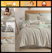 King Size Waffle Weave Comforter Set - Lightweight, Breathable Bedding with 2 Sh