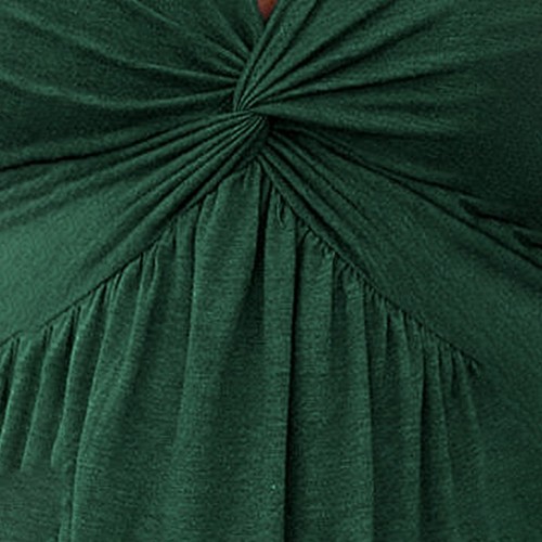 Women's Summer V-Neck Solid Dress: Sleeveless with Bust Knot Detail & Waist-Defi - Picture 9 of 21