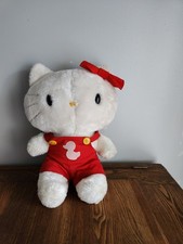 Vintage Hello Kitty Plush 1983 CBS Toys Red Overalls White Duck 13" Original Tag