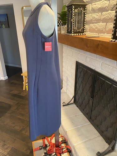 NWT Spanx Air Essentials Side Stripe Tank Midi Dress Dark Storm Blue Sz Large - Picture 2 of 6