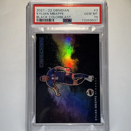 2021 PANINI OBSIDIAN BLACK COLOR BLAST #3 KYLIAN MBAPPE PSA 10
