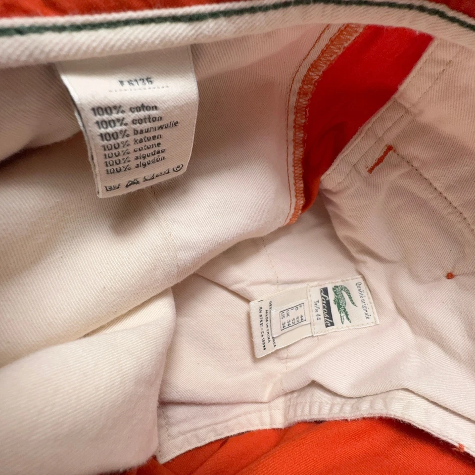 Винтажные мужские шорты Lacoste Chino 34 оранжевые летние пляжные хлопок саржа аллигатор - Изображение 3 из 4