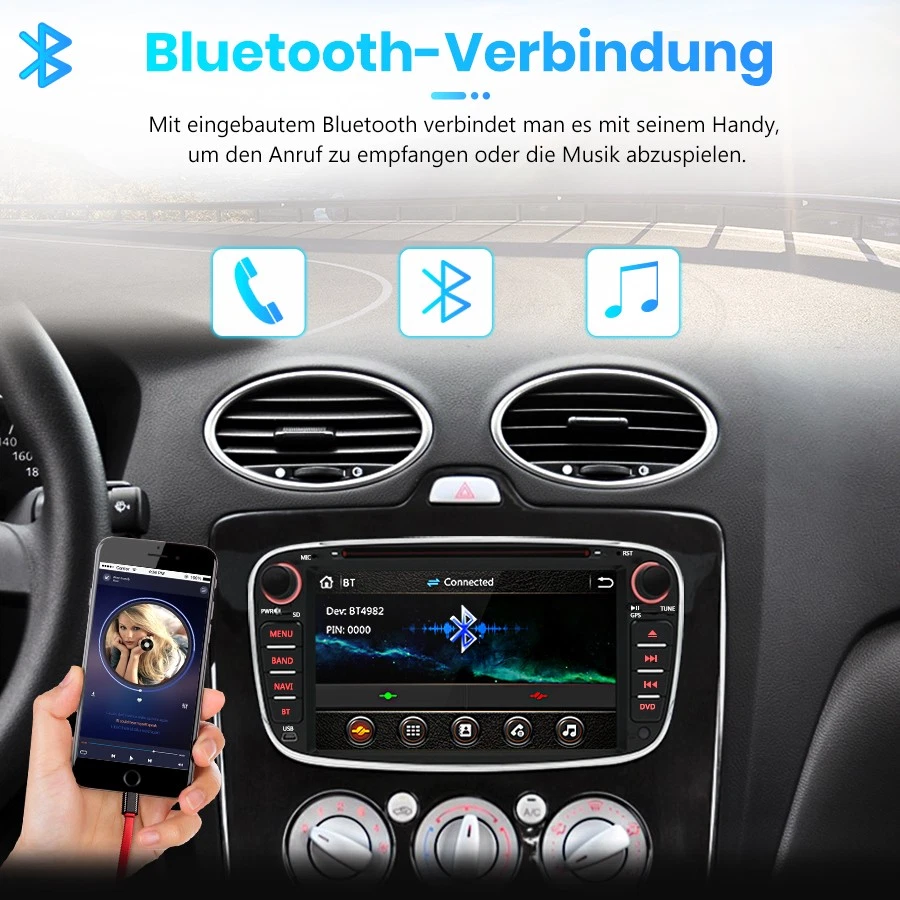 7" Autoradio DVD CD SAT NAV BT GPS DAB SWC Für Ford Mondeo Focus S-MAX Galaxy - Bild 4 von 4