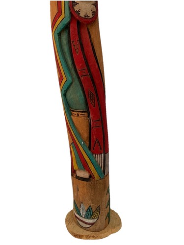 Vintage 17” Hand Carved Hand Painted Native American Figurine Signed Sunface - Picture 7 of 16