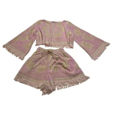 M166 ZIMMERMAN Women's Pop Towelling Set Floral Pink/Cream Size 1