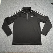 Adidas Golf Mens French Terry 1/4 Quarter Zip Pullover 3 Stripe Black Size M