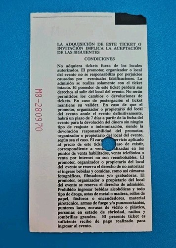 Bryan Adams Ticket Stub From Altos De Chavón Amphitheatre Thursday November 2... - Picture 2 of 2