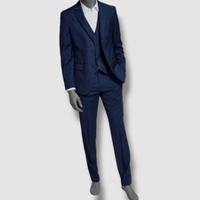 Tommy Hilfiger Men's Blue Modern-Fit Wool-Blend 2-PC Jacket Pants Suit Size 42R