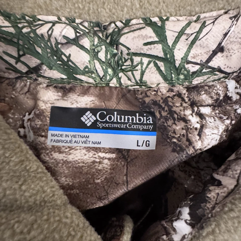 Camisa masculina Columbia PHG grande verde lã botão para cima caça ao ar livre logotipo camuflado - Imagem 4 de 4