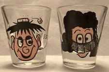 Vintage Anchor Hocking Novelty Shot Glasses Google Eyes Couple Set of 2 
