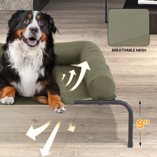 Elevated Cooling Dog Bed Raised Portable Non-Slip Cots Washable Mesh w/Headrest - Picture 35 of 48