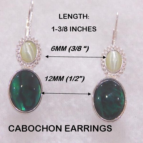 6MM LT. GRN. & 12MM DRK GRN- 6MM PINK & 12MM PURPLE, CABOCHON EARRINGS - Picture 11 of 11
