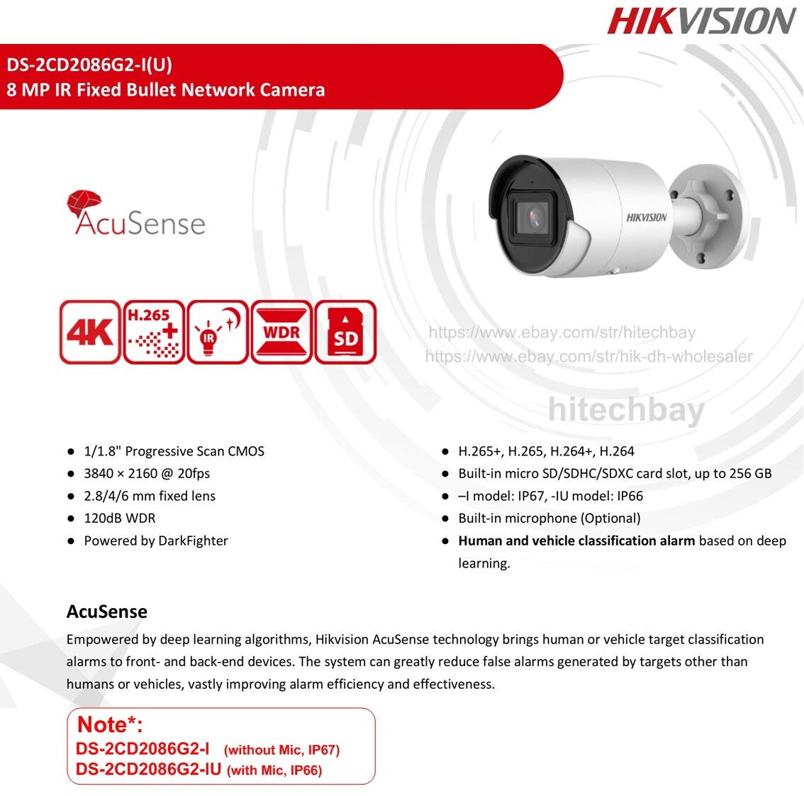 ィオセキュ 新品 ネットワークカメラ DS2CD2086G2IU lLesmm97438367972 バレット型 ・コード