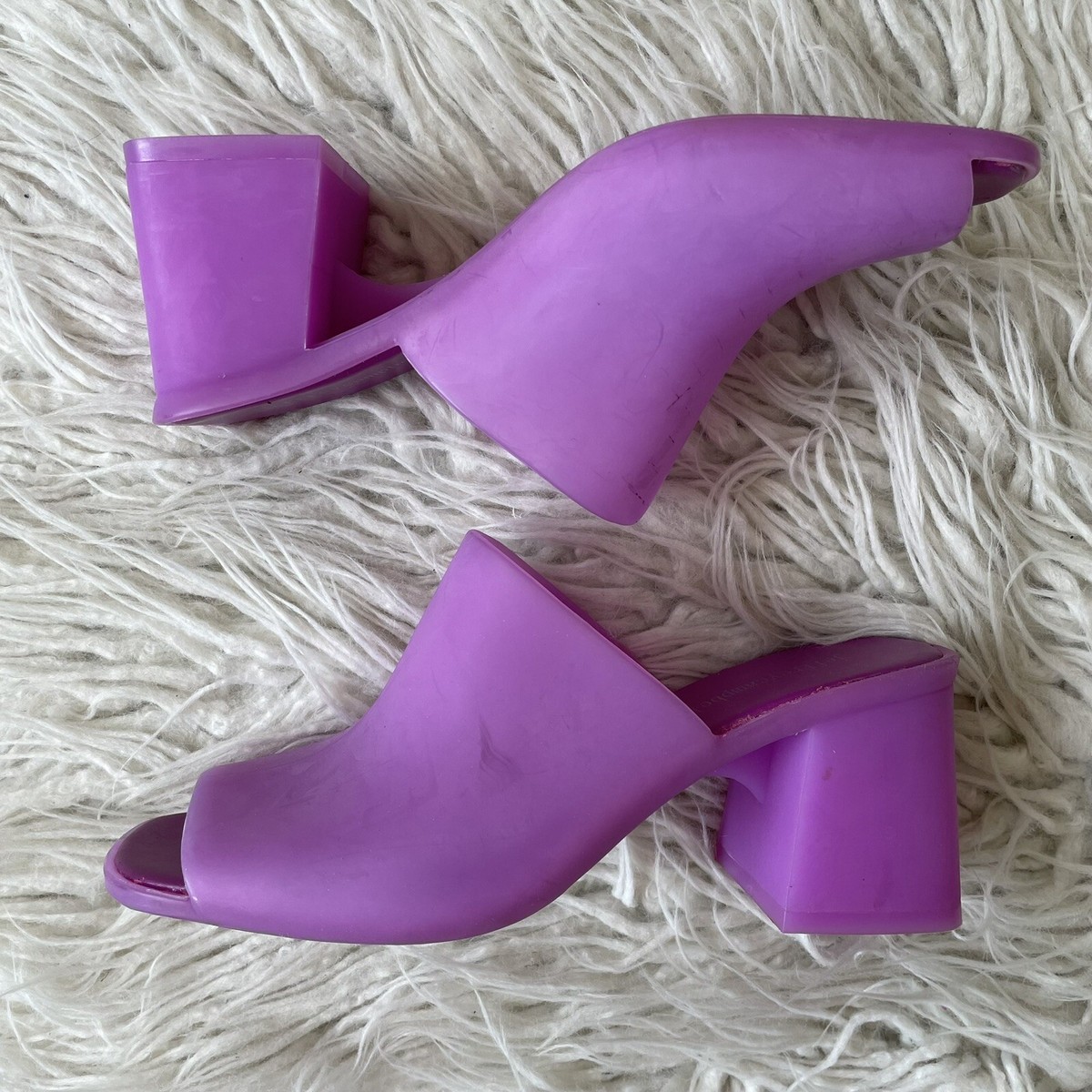 Jeffrey Campbell Petra Purple Block Heel Peep Toe 90s Jelly