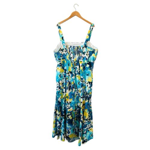 LONDON TIMES Woman Aqua/White Floral Maxi Sundress 24W NWT Resort Cruise Summer - Picture 5 of 7