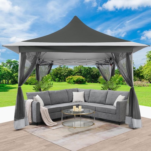 Carpa con dosel HOTEL 12'x12' Pop Up Gazebo con mosquiteros jardín exterior\\ - Imagen 4 de 40