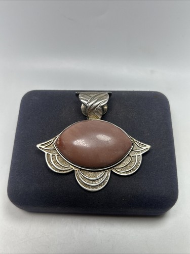 Designer DTR Jay King Sterling Silver & Pink Agate Eye-Shaped Design Pendant