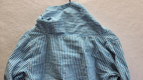 Merrell Women's M Cowl Neck Blue White Checkered Long Sleeve Button Up Shirt - Picture 5 of 10