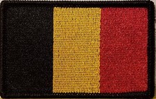 Belgium Flag Iron-On Patch Tactical Emblem Black Border Version I