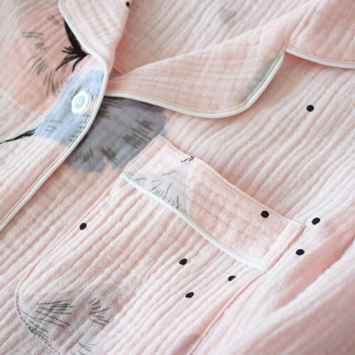Set pigiami donna giapponese 100% garza cotone maniche lunghe pigiami pigiami da notte pigiami - Foto 11 di 20
