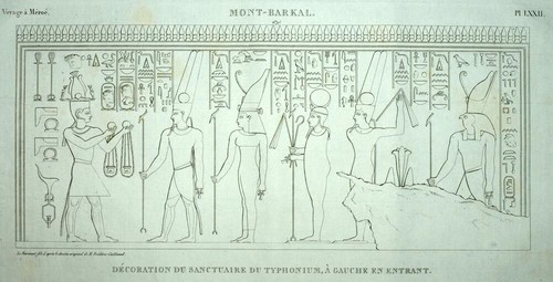 Bas relief du temple d'Amon de Napata à Gebel Barkal en Egypte lithographie Orus - Imagen 3 de 3