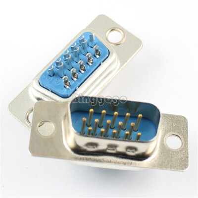 5pcs VGA Male Plug Socket DB15 15Pin D-SUB 3 Rows Solder Type Connector Adapter