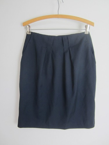 Brooks Brothers Red Fleece Womens 8 Navy Blue A Line Wool Skirt Pleats Pockets S - Picture 7 of 11