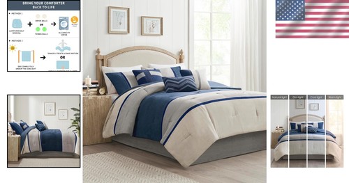 Palisades Queen Faux Suede Comforter Set - 7-Piece Cozy Bedding in Multicolor - Picture 2 of 16