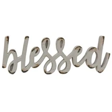 Blessed Resin Sitter Wall Hanging 7.5” Distressed Gray Freestanding Accent Piece