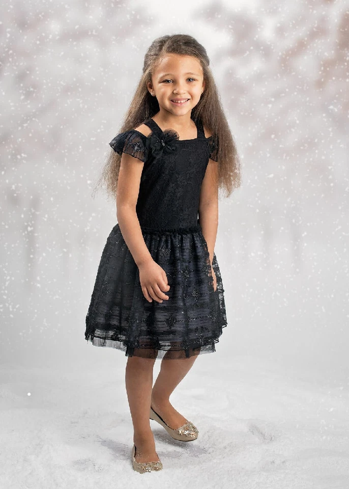 ❤️ 6x Vestido de Natal Isobella & Chloe Fantasia Preto Brilhante Meninas Novo com etiquetas $60 Ret ❤️ - Imagem 3 de 3