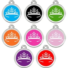 Stainless Steel - Enamel Pet ID Tags, Dog Tags, Pet Tags - Designers Round Crown