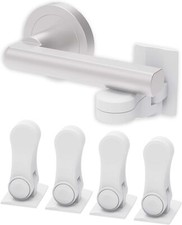 Child Proof Door Lever Lock 4-Pack - No Drilling Safety Door Handle Locks