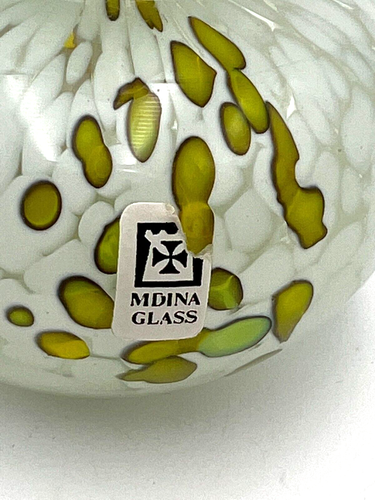 VTG Mdina Art Glass Spatter Bud Vase Signed with Original Sticker Hand Blown - Picture 2 of 10