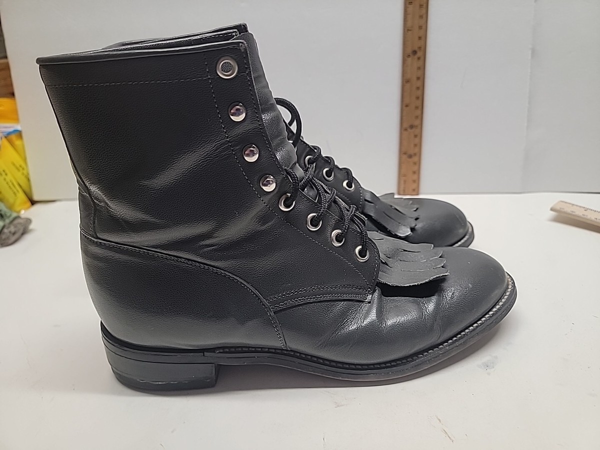 Vintage Justin Boots Woman 6D Dk Gray Ropers Lace Up Western  display picture 2