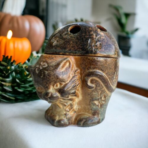 Cat vtg 60s Vandor Imports Ceramic Tea Light Votive Candle Holder Burner Japan - Picture 1 of 10
