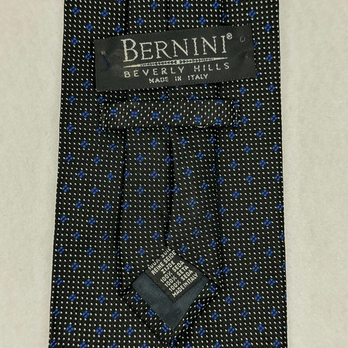 Corbata formal 100 % seda BERNINI BEVERLY HILLS para hombre ~ negra geométrica ~ hecha en Italia - Imagen 4 de 5