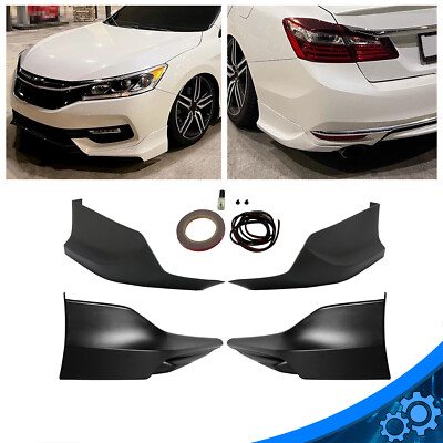 4PCS Front Rear Bumper Lip Splitter For 2016-2017 Honda Accord 4DR HFP Style