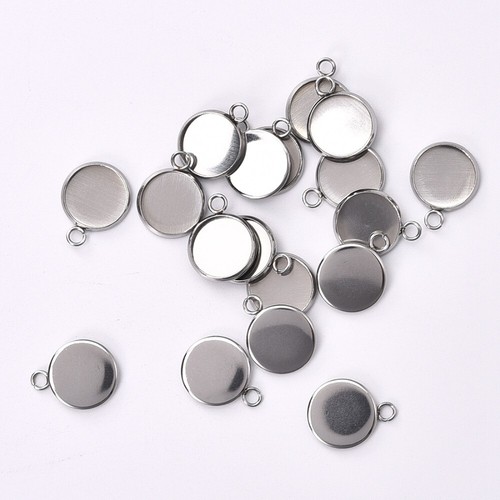 Lunetta pendente acciaio inox rotonda vuota 50 pz base cabochon set fai da te gioielli - Foto 11 di 15