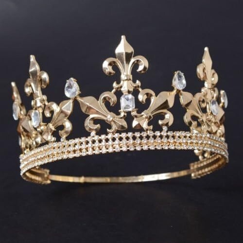 Corona redonda de metal King completa estrás austriaco teatro medieval imperial C188 - Imagen 2 de 8