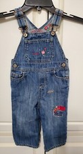 Oshkosh B'Gosh Vestbak Size 18 M Baby Girl's Overalls Embroidered Denim MM-22