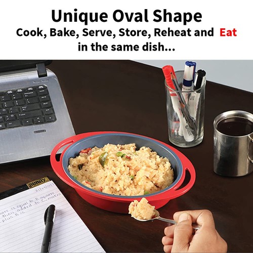 Hawkins 0.75 L Mini Casserole Pan Cooking/Reheating/Serving and Baking Oval Grey - Picture 5 of 8