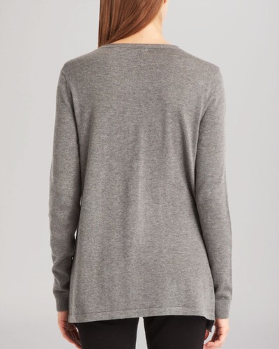 Suéter Top Kenneth Cole Gris Mezcla Humo Estrás Julieta Algodón Nuevo con Etiquetas Xs - Imagen 2 de 6