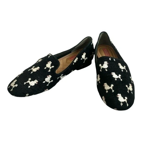 Zapatos para mujer raros ISSAC MIZRAHI negro blanco terciopelo caniche mocasines Foto 4 de 4