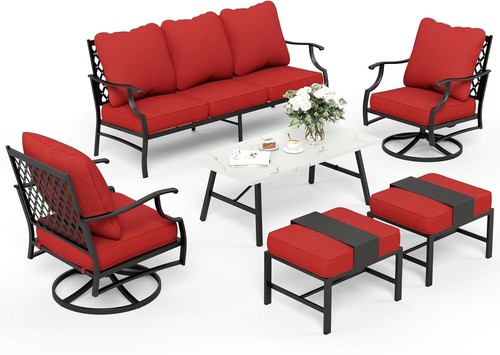 6 Pcs Outdoor Patio Furniture Set Sectional Sofa Conversation Set w/Coffee Table - Picture 9 of 9