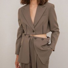 Women's Lined Cropped Blazer In Espresso By Source Unkown / Ready 2 Wear By R2w