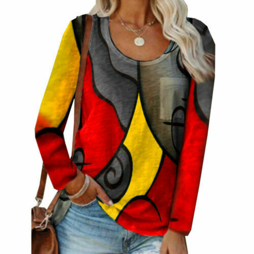 Damen Rundhals abstrakt Tunika lässig Tops Pullover Tee Camisole Weste T-Shirts - Bild 8 von 17