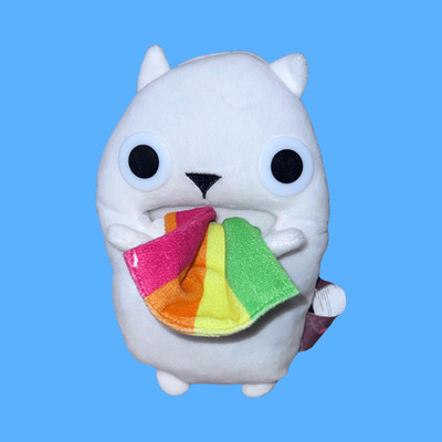 Basic Fun Exploding Kittens Collectible Plush Rainbow Ralphing Cat White 7 